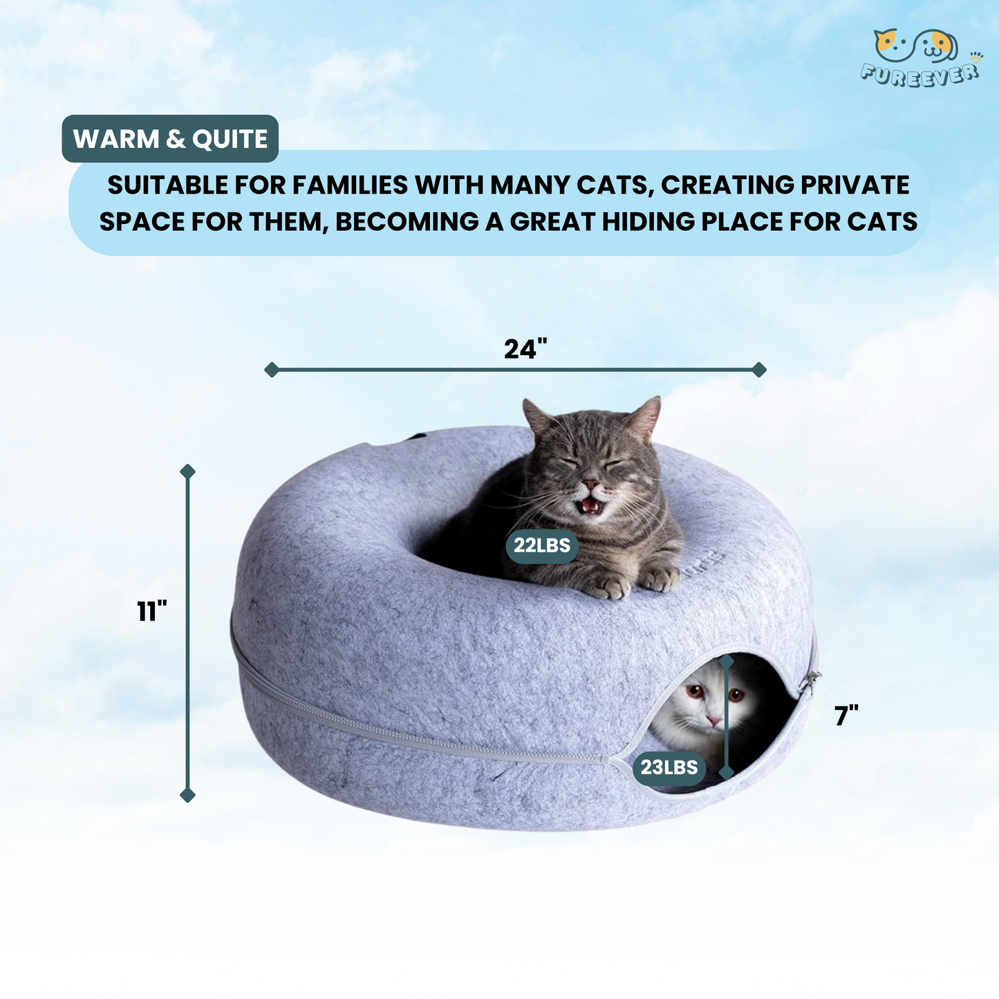 Felt Donut Cat Bed 2-in-1 Tunnel House – Cozy Hideout & Play Bed for Cats and Small Dogs