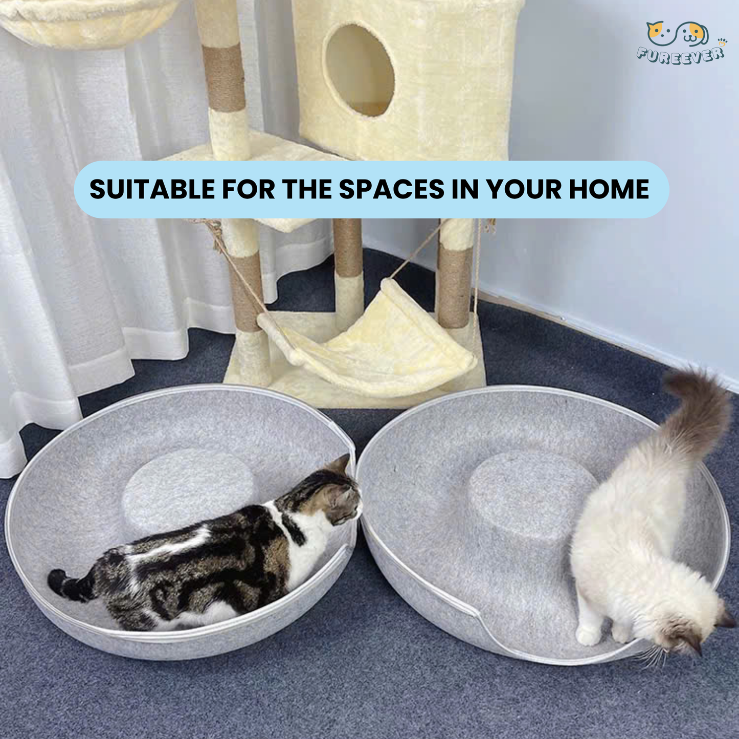 Felt Donut Cat Bed 2-in-1 Tunnel House – Cozy Hideout & Play Bed for Cats and Small Dogs