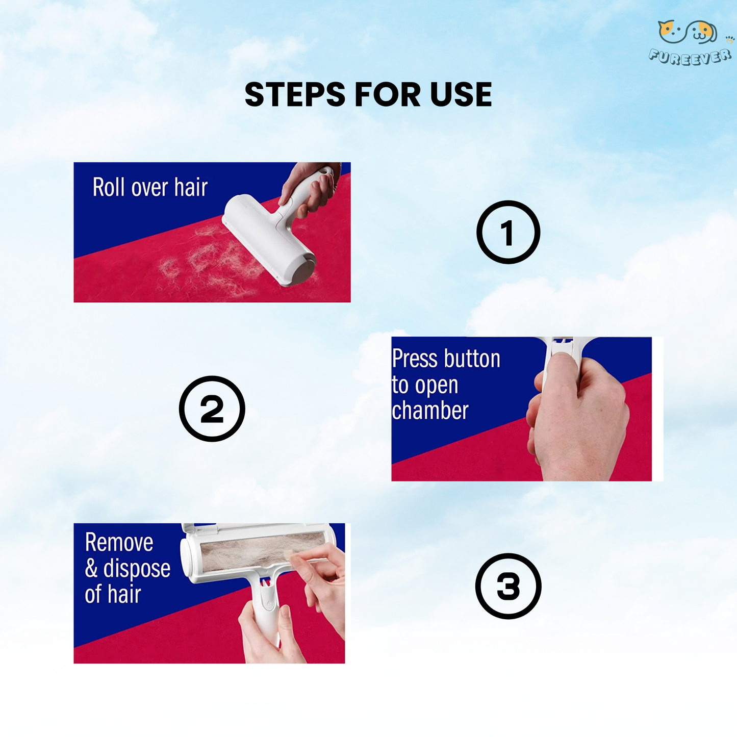 Pet Hair Remover Roller – Reusable Dog & Cat Fur Remover with Self-Cleaning Base