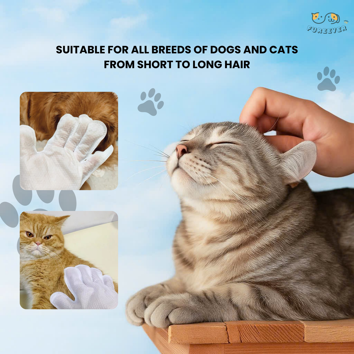Pet Cleaning Gloves – Wash-Free Bath Wipes for Dogs & Cats