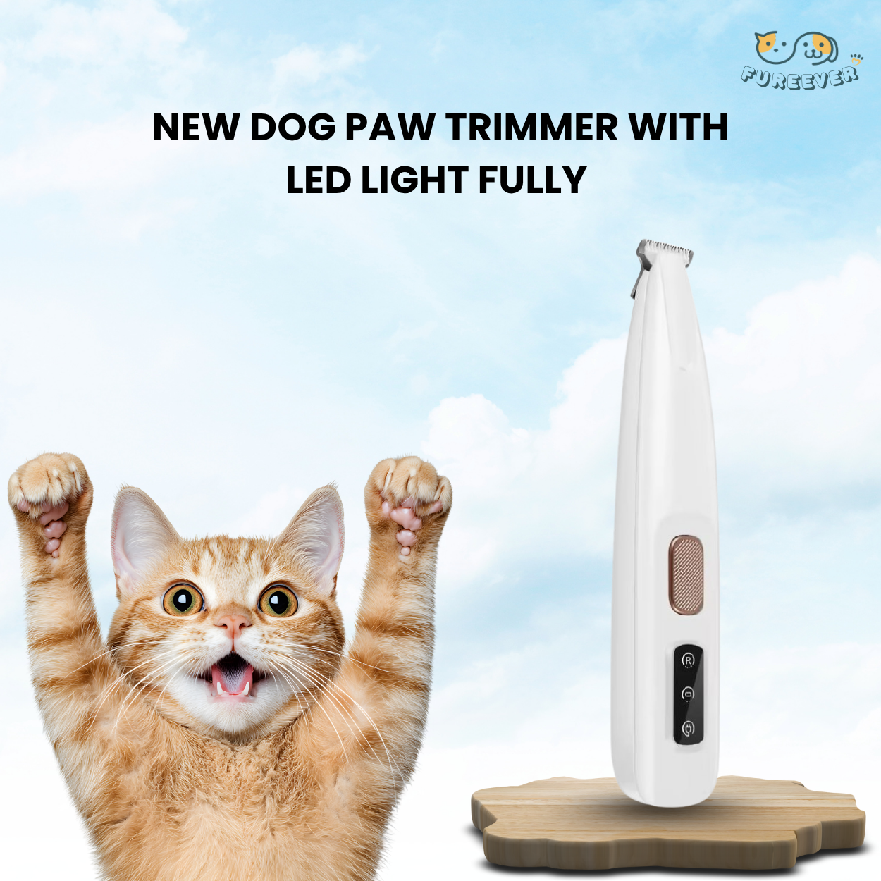 Professional Pet Paw Trimmer with LED Light Fully