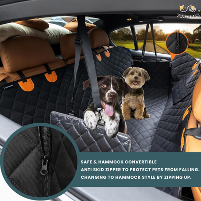 Dog Car Seat Cover for Back Seat – Waterproof Hammock with Mesh Window & Side Zipper