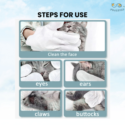 Pet Cleaning Gloves – Wash-Free Bath Wipes for Dogs & Cats