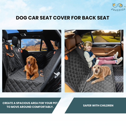 Dog Car Seat Cover for Back Seat – Waterproof Hammock with Mesh Window & Side Zipper